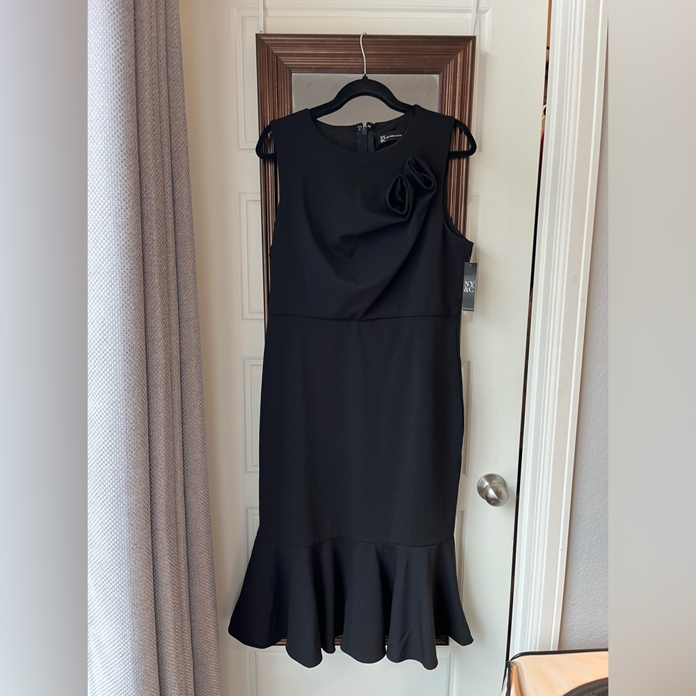 NY&C Black Ruffled Midi Dress